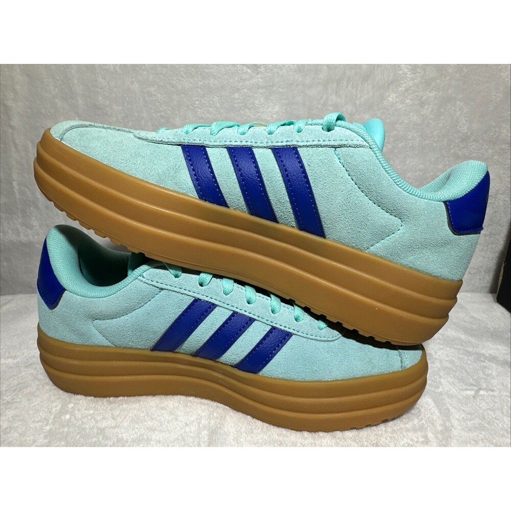 Adidas VL Court Bold Women 6 Turquoise Blue Gum Platform Sneakers - Picture 4 of 7